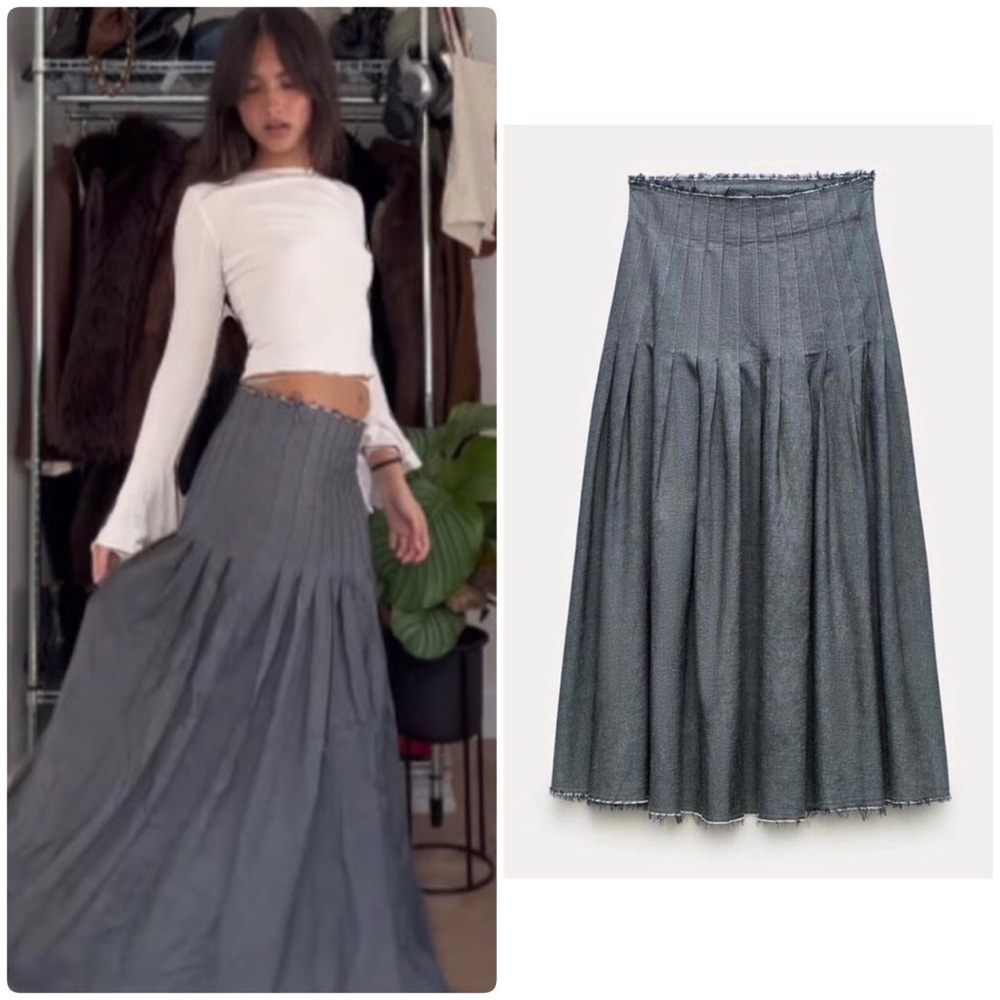 NWT Zara Pleated Midi Skirt ZW Collection